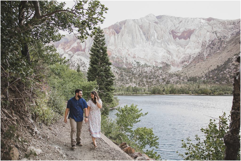 Adventurous Destination Engagement Session at Convict Lake Nevada by Ashley Carlascio Photography.