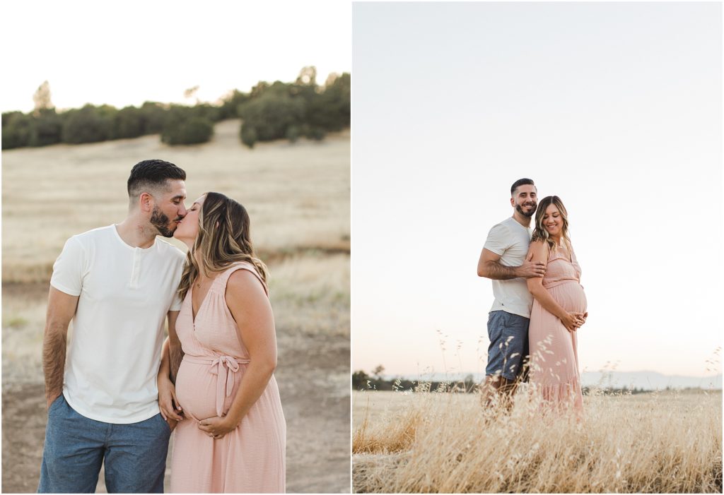 Romantic, golden field maternity session amidst a pandemic with Ashley Carlascio Photography.