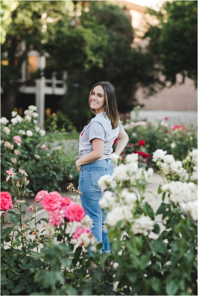 Senior graduation photos in the Chico State University Rose Garden | Ashley Carlasio Photography