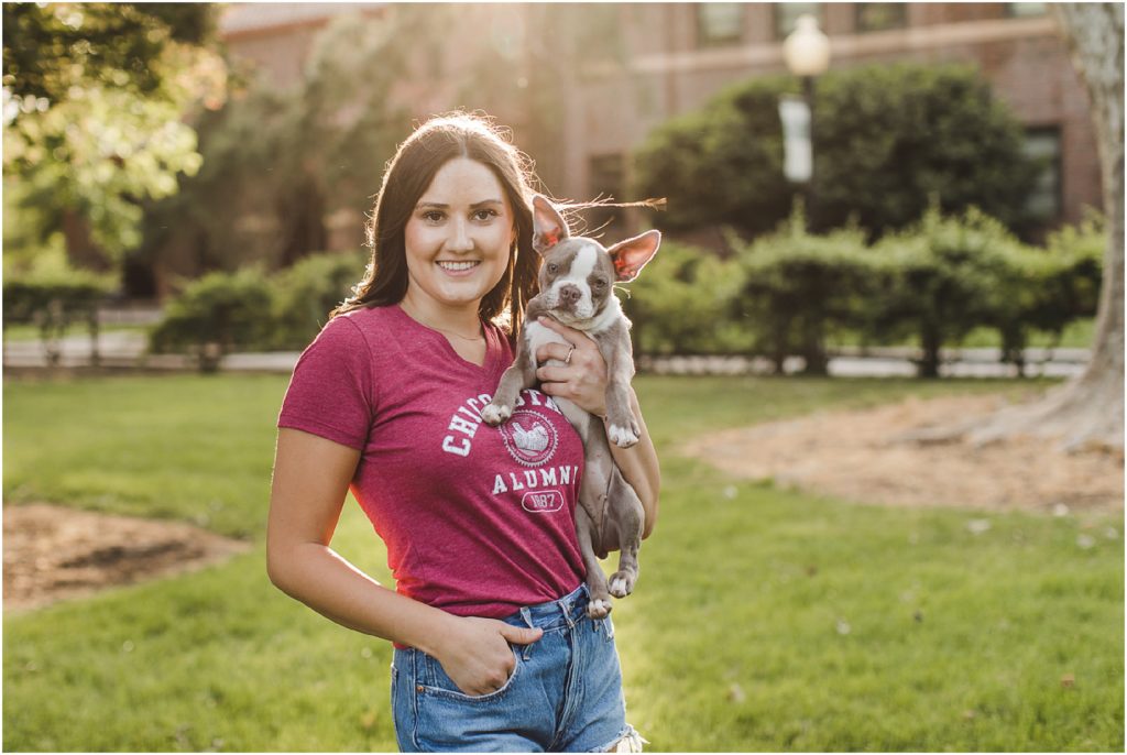 Senior Photo with a Puppy | Chico State University | Ashley Carlascio Photography