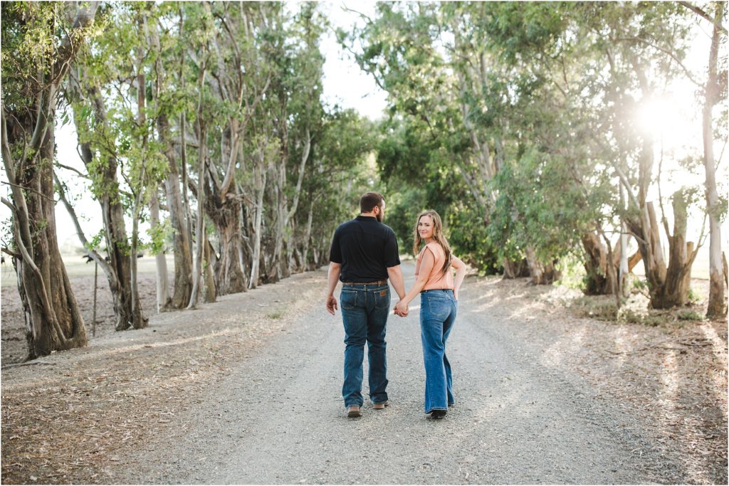 Romantic, golden and rustic engagement photos on the couple's family farm