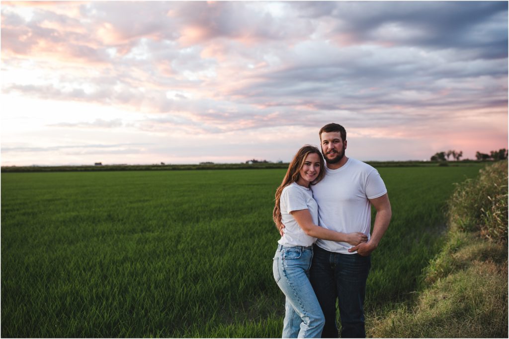 Romantic, golden and rustic engagement photos on the couple's family farm