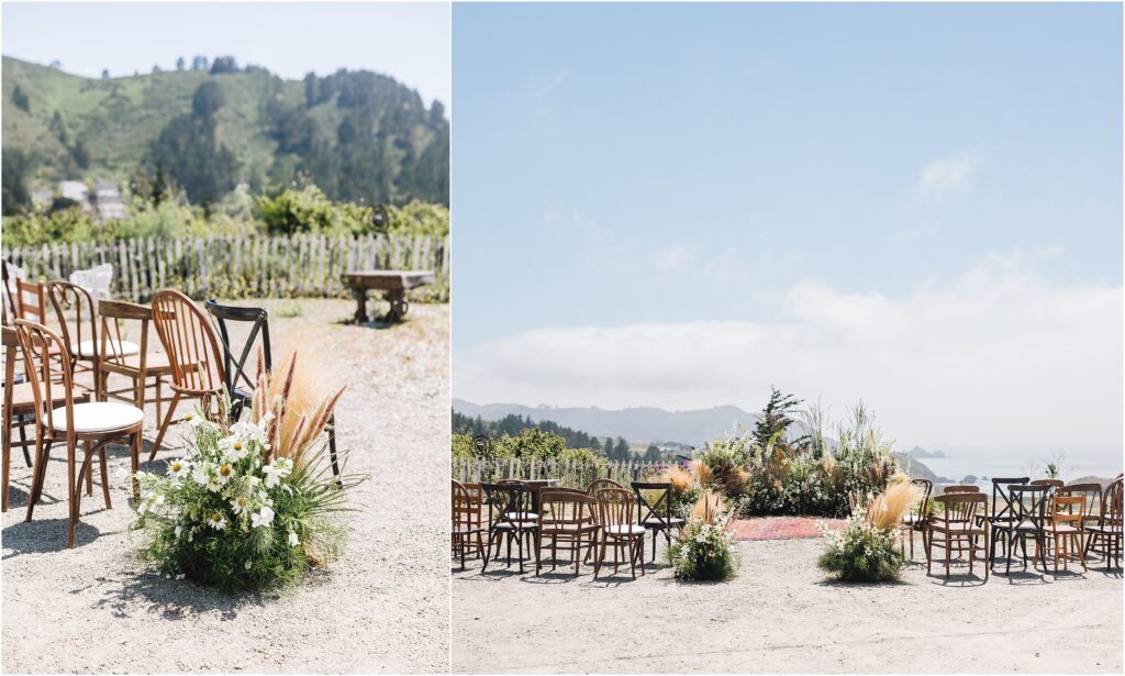 This wedding ceremony site had mismatched chairs