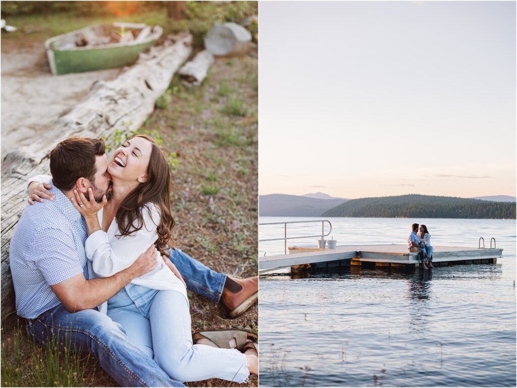 Dreamy engagement photos at a private lake house in Lake Tahoe California